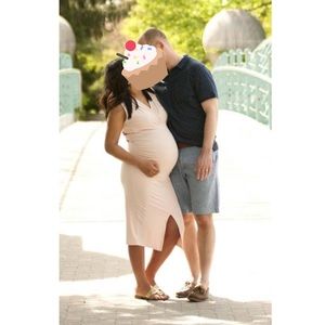 MATERNITY Asos pink blush bodycon dress